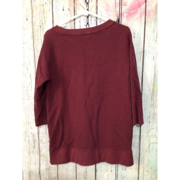 NEW Lands End Thermal Waffle Pattern Shirt Size Small Burgundy 💕 - Picture 7 of 12
